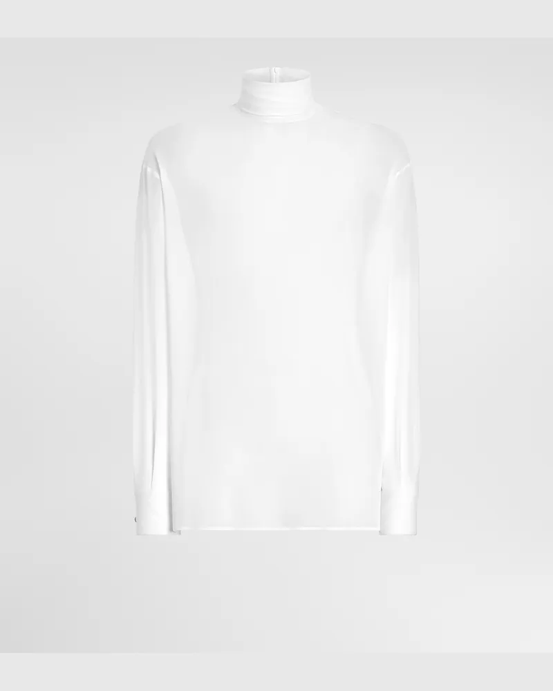 Dolce & Gabbana Hemd Aus Seidengeorgette - Mann Hemden Wei� Seide Weiss