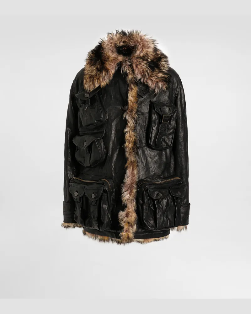 Dolce & Gabbana Lambskin Jacket - Frau Mäntel Und Jacken Schwarz Black