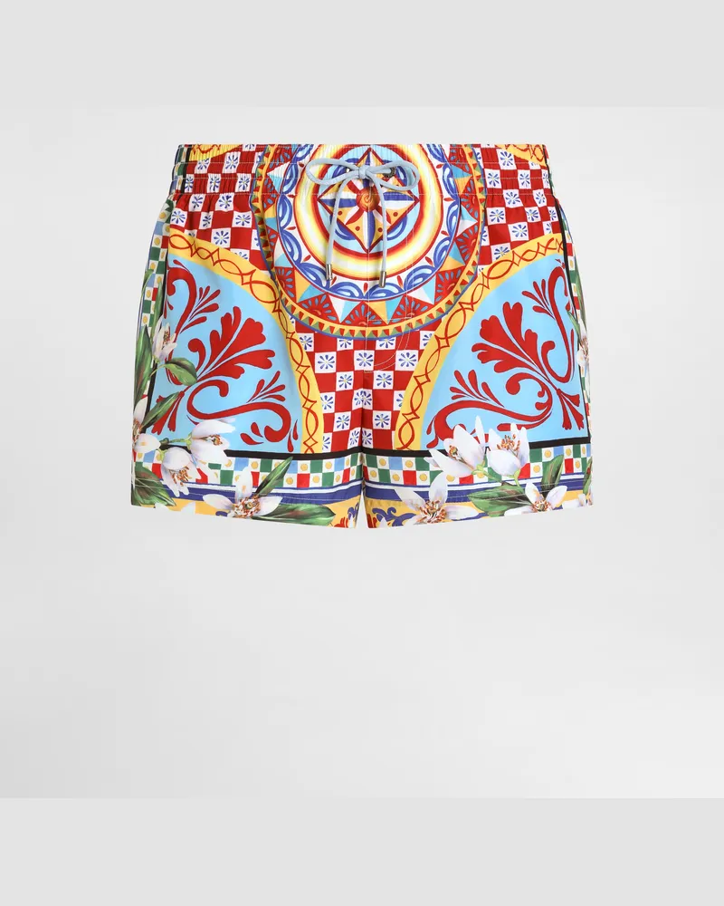 Dolce & Gabbana Bade-boxershorts Mit Carretto-print - Mann Beachwear Multicolor Multicolor