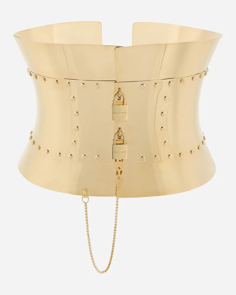 Dolce & Gabbana Breiter Steifer Gürtel Im Bustier-stil Mit Schlössern - Frau Gürtel Gold Metall Gold