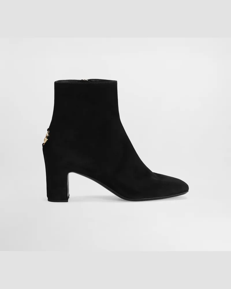 Dolce & Gabbana Stiefelette Aus Veloursleder - Frau Stiefel Und Siefeletten Schwarz Schwarz
