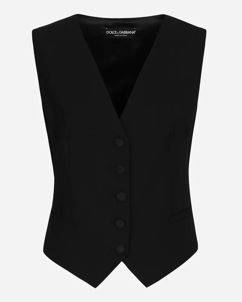 Dolce & Gabbana Weste Aus Wolltwill - Frau Blazer Schwarz Schwarz