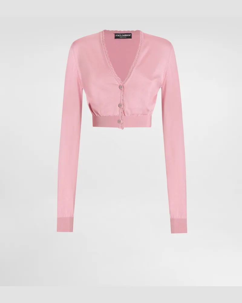 Dolce & Gabbana Kurzer Cardigan Aus Seide - Frau Strickwaren Rosa Rosa