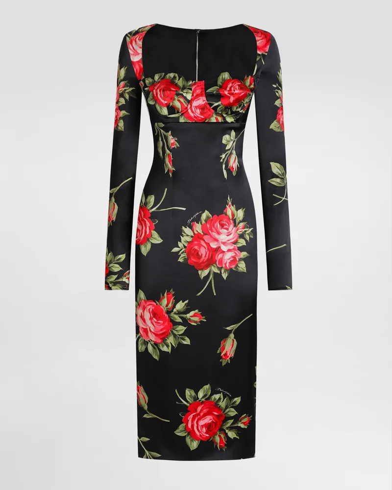 Dolce & Gabbana Etuikleid Mit Rosenbouquet-print - Frau Kleider Mehrfarbig Mehrfarbig