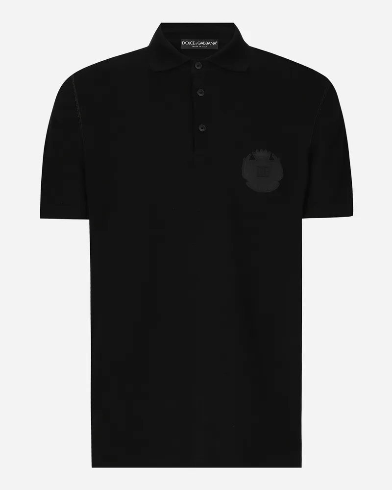 Dolce & Gabbana Poloshirt Aus Baumwolle Mit Dg-logostickerei - Mann T-shirts Und Polos Schwarz Schwarz
