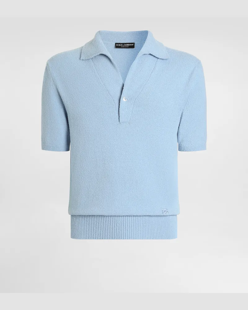 Dolce & Gabbana Smooth Knit Polo Shirt - Mann Strickwaren Azure Azure