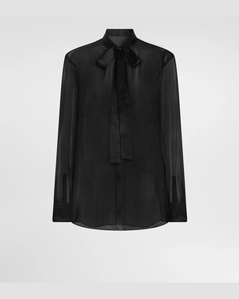 Dolce & Gabbana Bluse Aus Seidenchiffon Mit Schleife - Frau Blusen Und Tops Schwarz Seide Schwarz