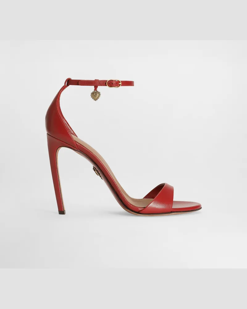 Dolce & Gabbana Sandalette Aus Glänzendem Ziegenleder - Frau Sandalen Und Wedges Rot Rot