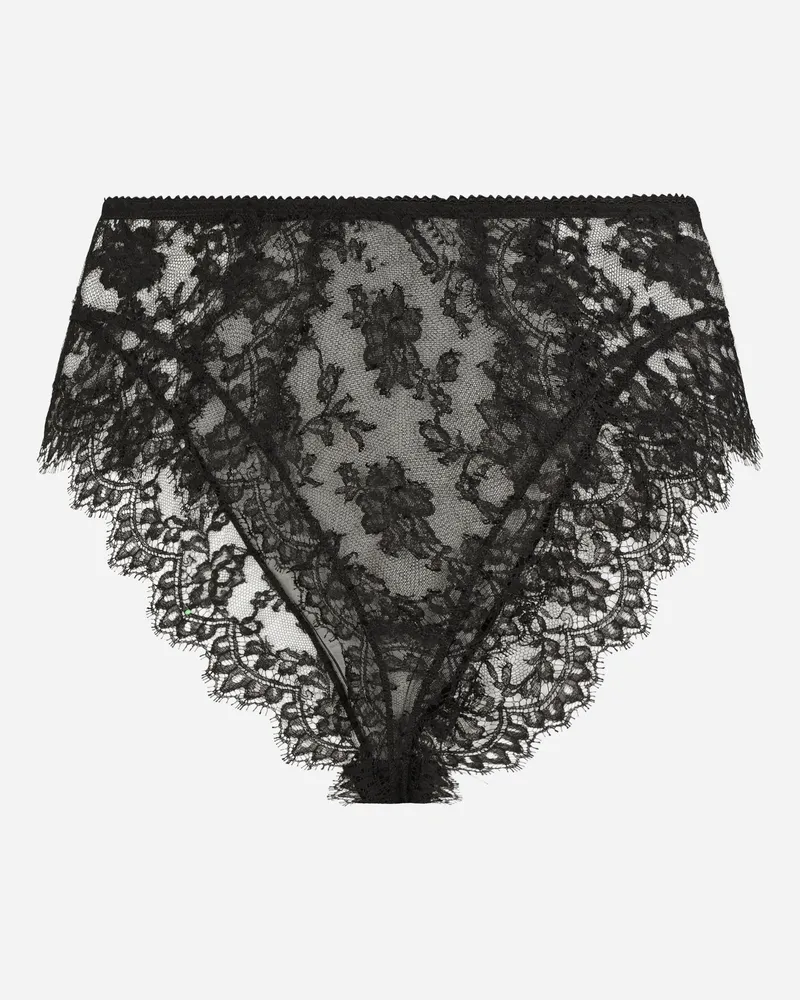Dolce & Gabbana High-waisted Lace Briefs - Frau Unterwäsche Schwarz Schwarz