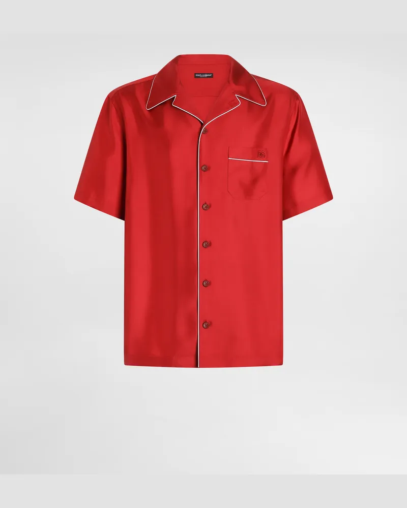 Dolce & Gabbana Hemd Hawaii Aus Seidentwill - Mann Hemden Rot Rot