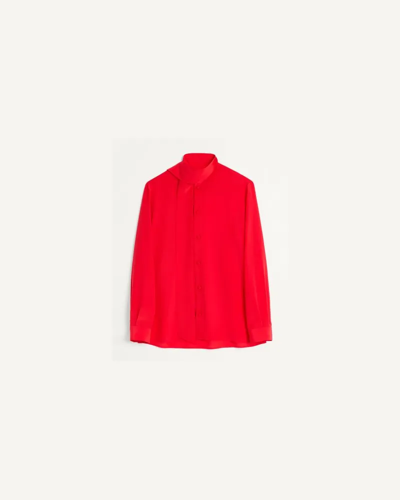 Valentino Garavani Valentino Seidenhemd aus Crêpe de Chine mit Schalkragen Mann ROT Rot