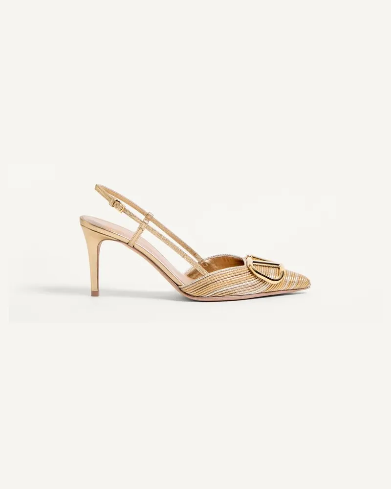Valentino Garavani VLogo Signature Slingpumps In Metallic Mit Cornely-Stickerei, 80 Mm Frau GOLD Gold
