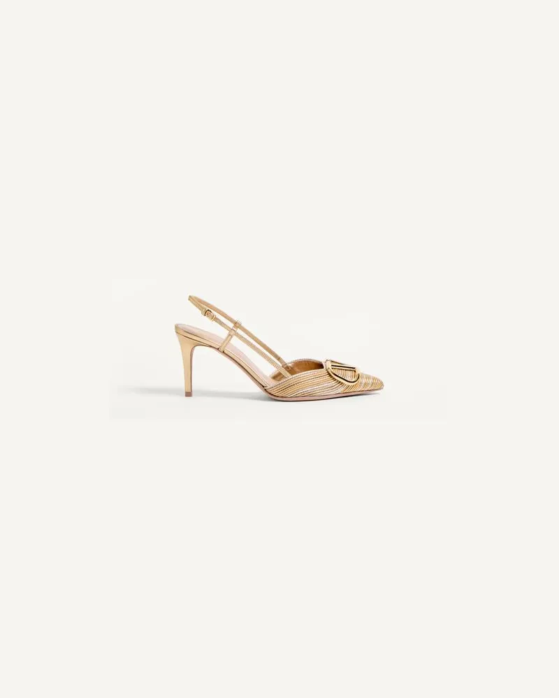 Valentino Garavani Vlogo Signature Slingpumps In Metallic Mit Cornely-Stickerei, 80 Mm Frau GOLD Gold