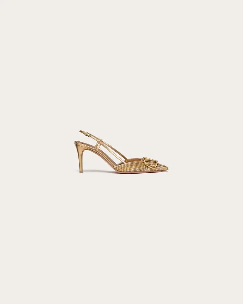 Valentino Garavani Vlogo Signature Slingpumps In Metallic Mit Cornely-Stickerei, 80 Mm Frau GOLD Gold