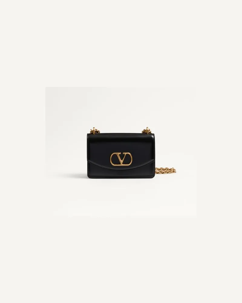 Valentino Garavani Kleine Valentino Garavani Vain Schultertasche Aus Glänzendem Kalbsleder Frau SCHWARZ Schwarz