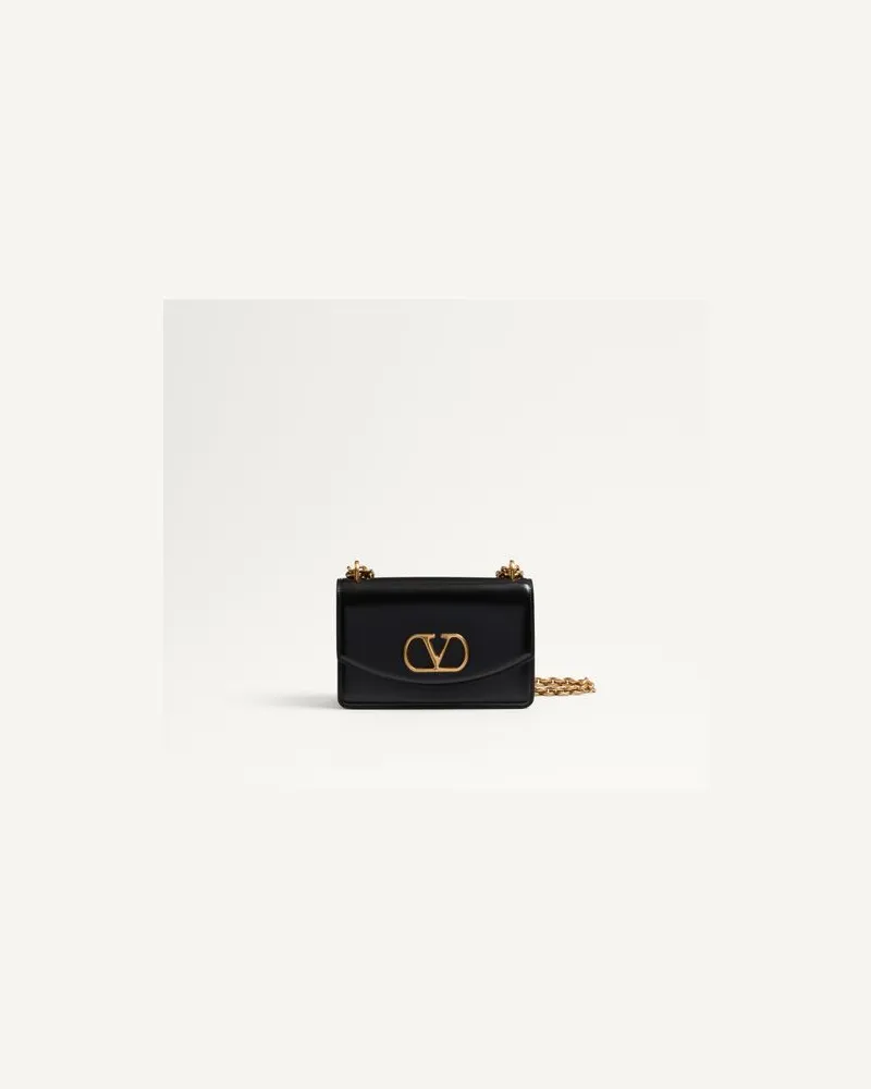 Valentino Garavani Kleine Valentino Garavani Vain Schultertasche Aus Glänzendem Kalbsleder Frau SCHWARZ Schwarz