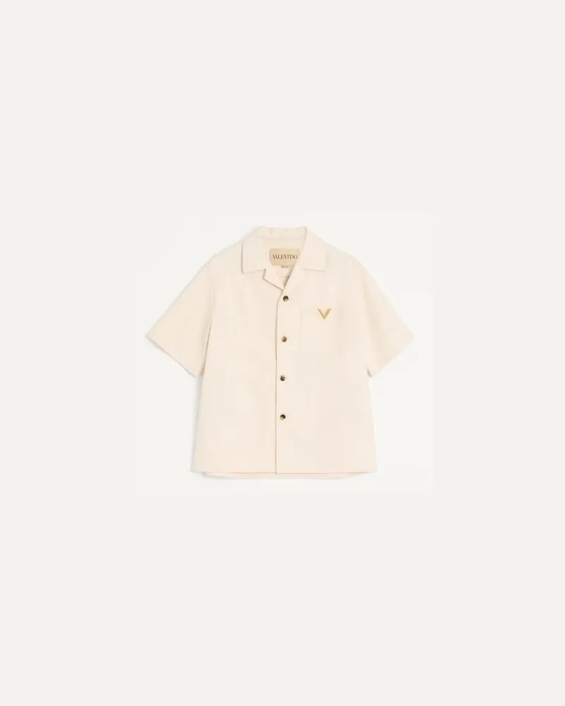Valentino Garavani Valentino Bowlinghemd aus Denim mit VGold Mann ELFENBEIN Elfenbein