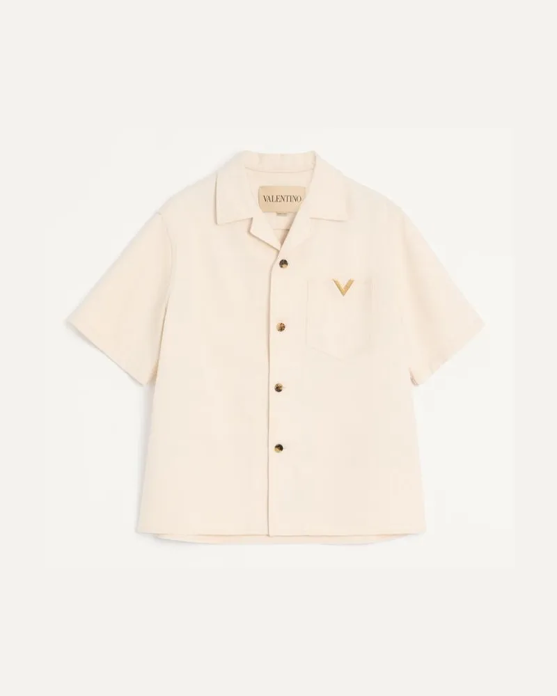 Valentino Garavani Valentino Bowlinghemd aus Denim mit VGold Mann ELFENBEIN Elfenbein