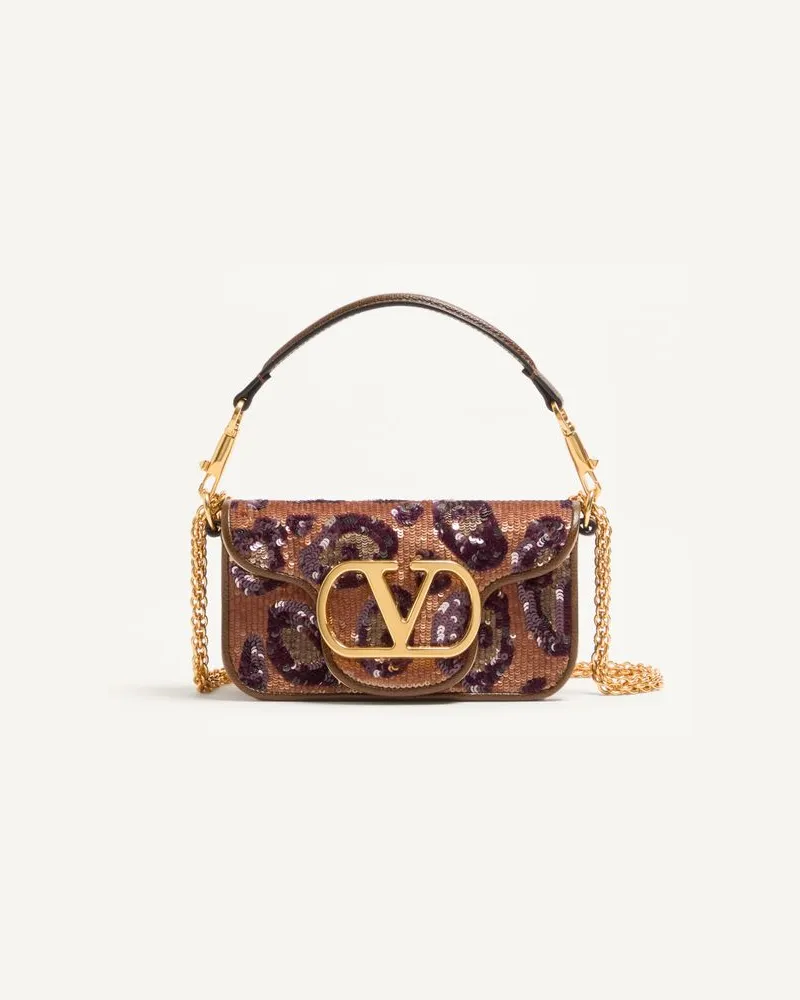 Valentino Garavani Kleine Valentino Garavani Locò Schultertasche Mit Besticktem Animalier-Muster Frau BRAUN/MEHRFARBIG Braun
