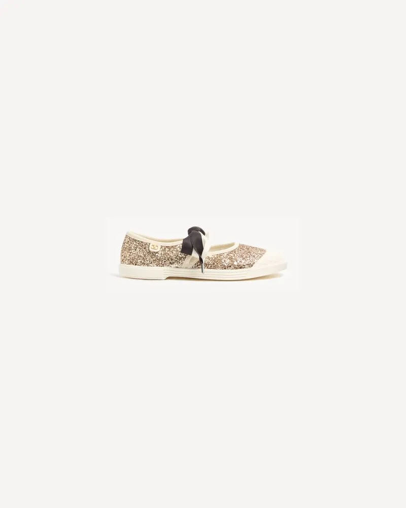 Valentino Garavani Bay By Bay Ballerina-Sneaker Aus Glitzerstoff Frau GOLD/ELFENBEIN Gold