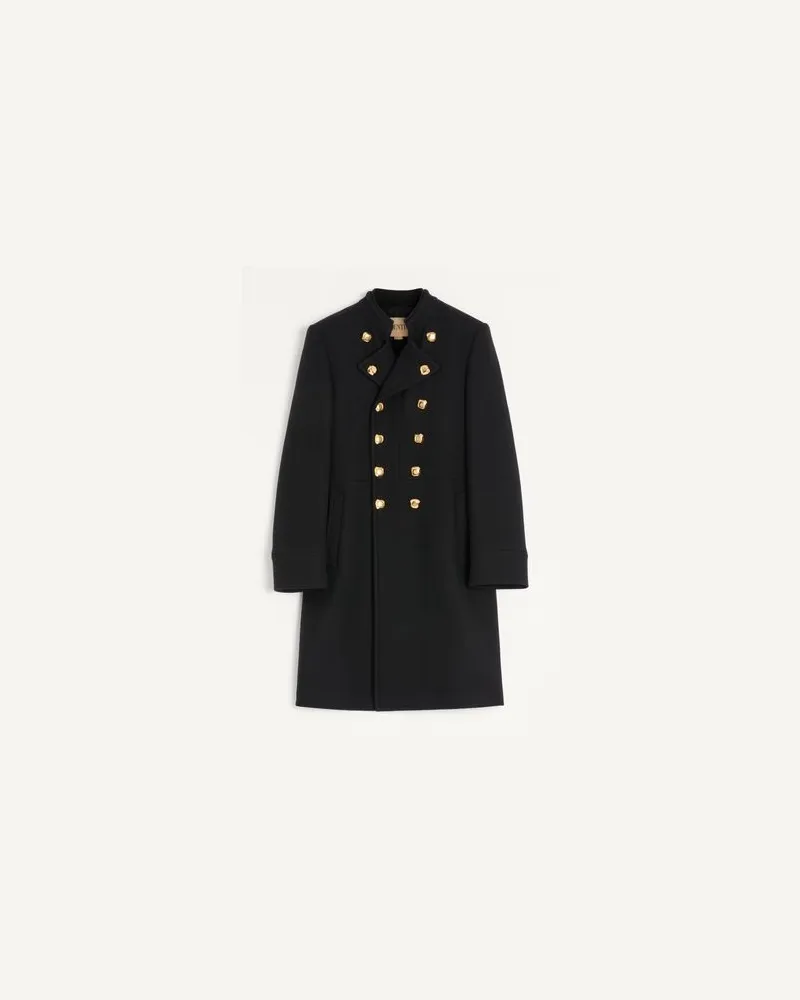 Valentino Garavani Valentino Zweireihiger Mantel aus doppelter Wolle Mann SCHWARZ Schwarz