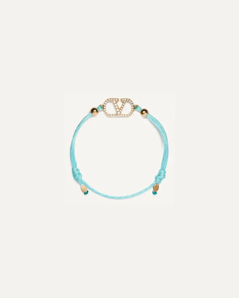 Valentino Garavani Valentino Garavani Vlogo Signature Armband Aus Baumwolle Und Swarovski® Kristallen Frau TŪRKIS/CRYSTAL Tūrkis