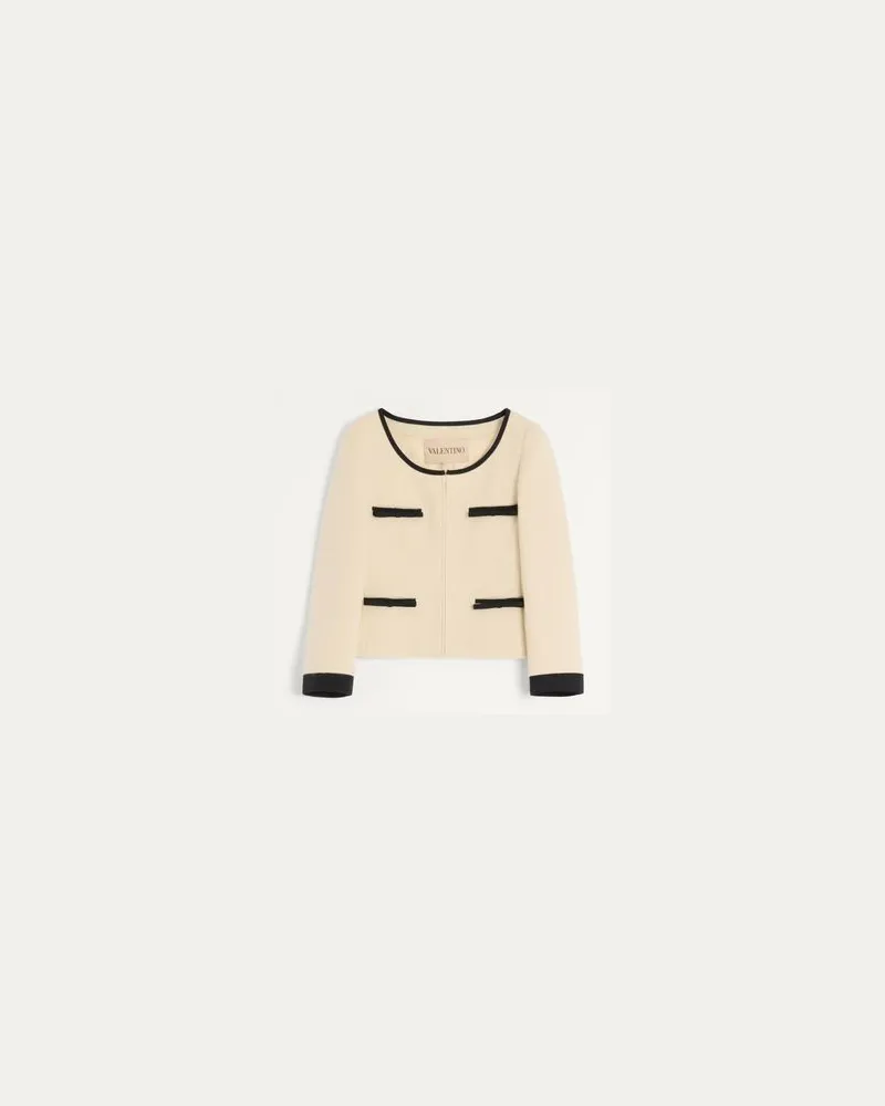 Valentino Garavani Einfarbige Jacke aus Wool Tweed Frau MANDEL/SCHWARZ Mandel