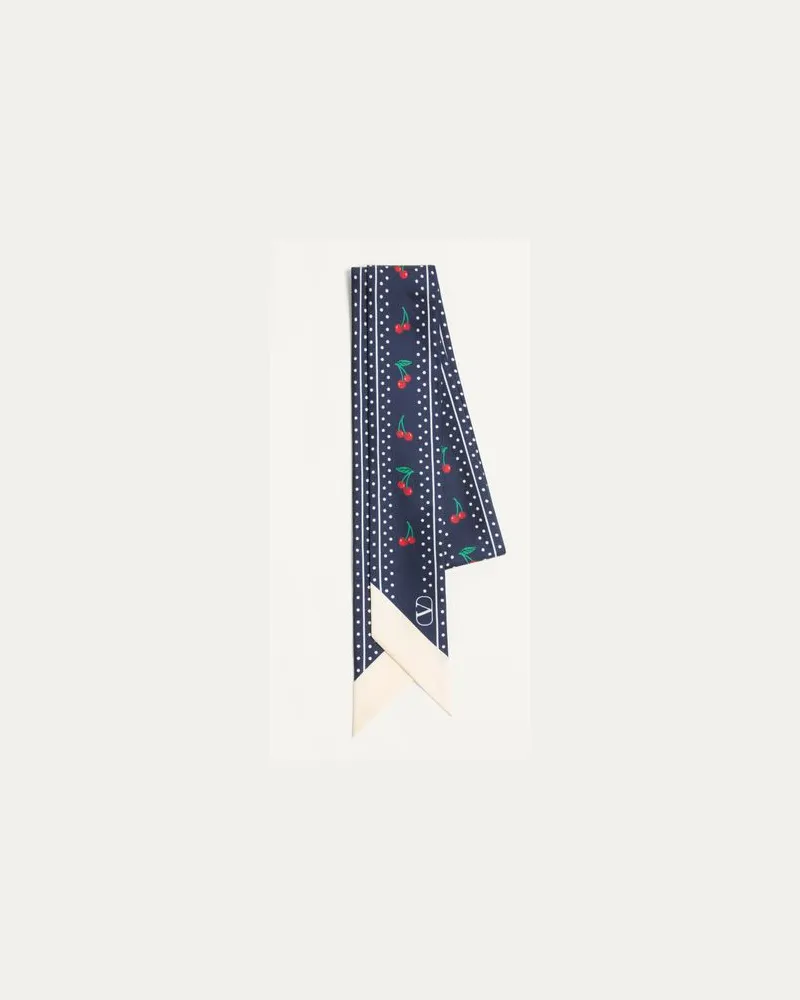 Valentino Garavani Cherryfic Bandeau-Schal Aus Seide Frau BLAU/ROT Blau
