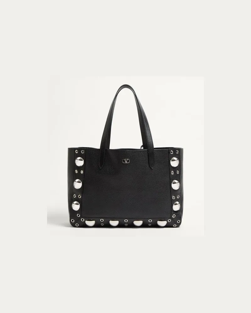 Valentino Garavani Valentino Garavani Nellcôte Mittelgrosser Shopper Aus Genarbtem Kalbsleder Frau SCHWARZ Schwarz