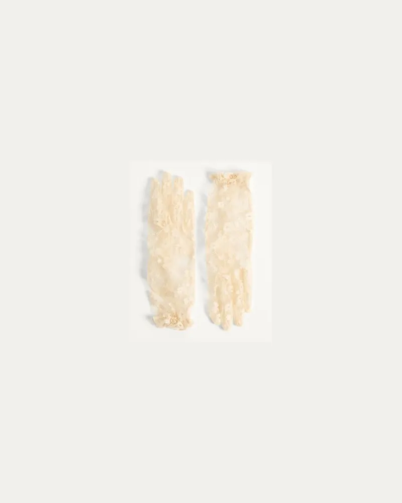 Valentino Garavani Vlogo Signature Spitzenhandschuhe Frau BUTTER/GOLD Butter