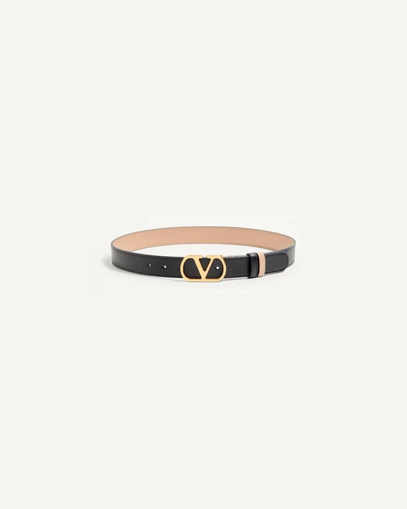 Valentino Garavani Ceinture Réversible VLogo Signature En Cuir De Veau Brillant, Hauteur : 30 Mm Frau SCHWARZ/ROSA Schwarz