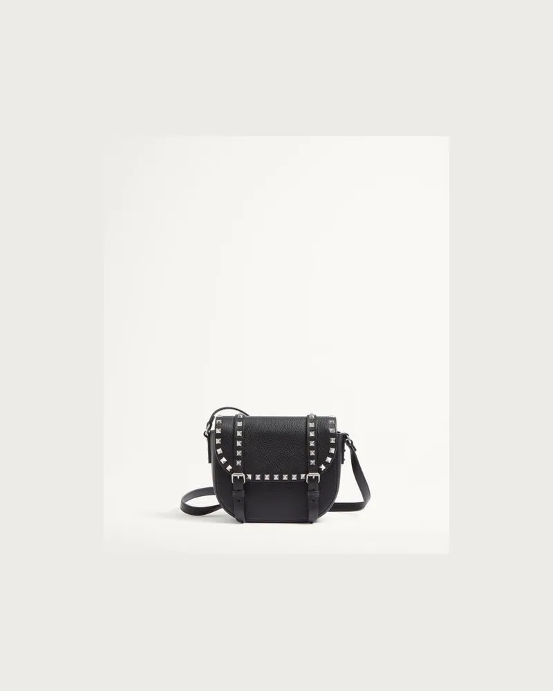 Valentino Garavani Kleine Rockstud Schultertasche Aus Genarbtem Kalbsleder Mann SCHWARZ Schwarz