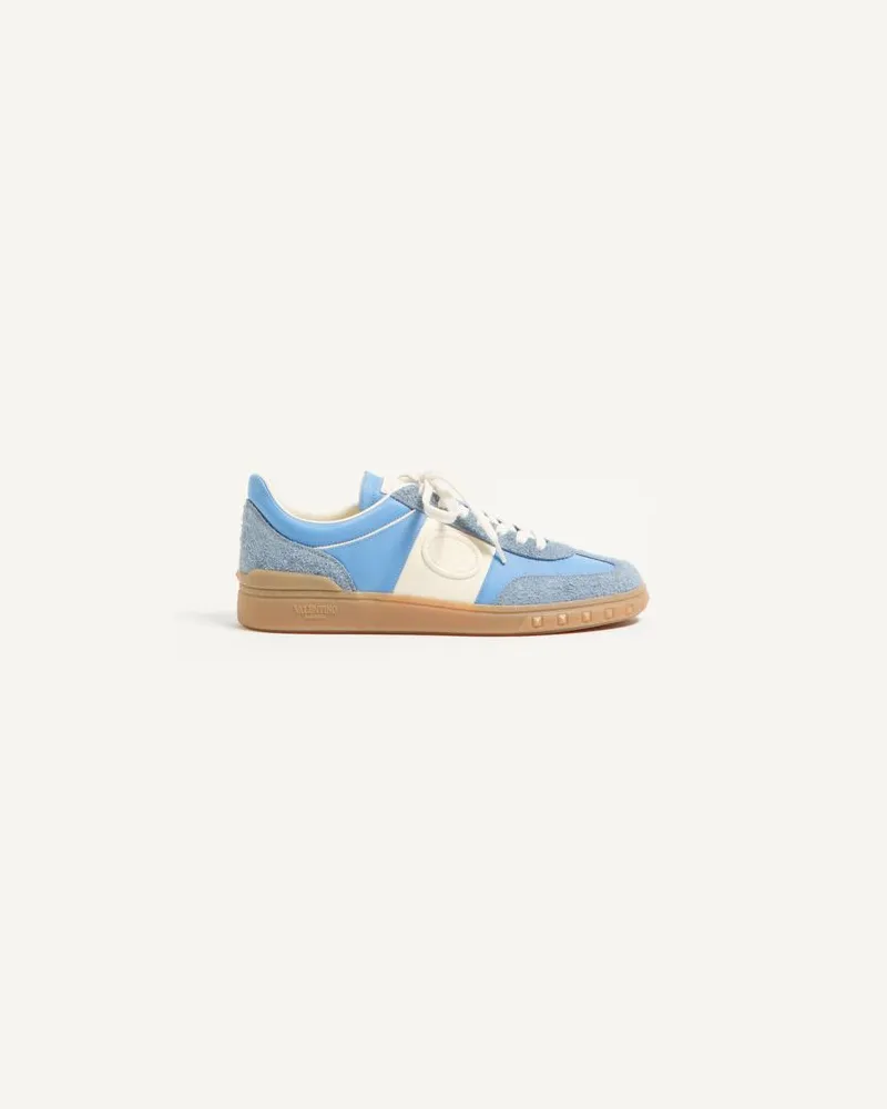 Valentino Garavani Upvillage Low-Top-Sneaker Aus Kernleder Und Nylon Mann HIMMELBLAU/ELFENBEIN Himmelblau