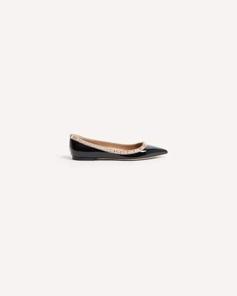 Valentino Garavani Lack-Ballerinas Rockstud Frau SCHWARZ/POUDRE Schwarz