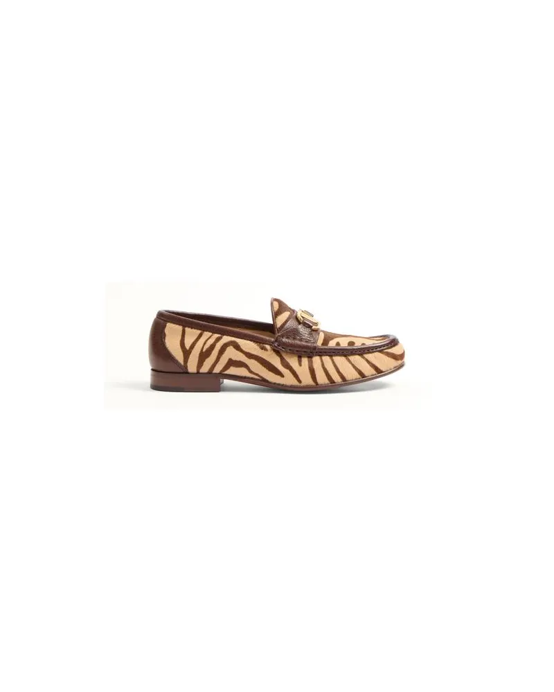 Valentino Garavani Vlogo Signature Loafer Aus Kalbsleder Mit Pony-Effekt, 20 Mm Frau BEIGE/BARK BROWN Beige