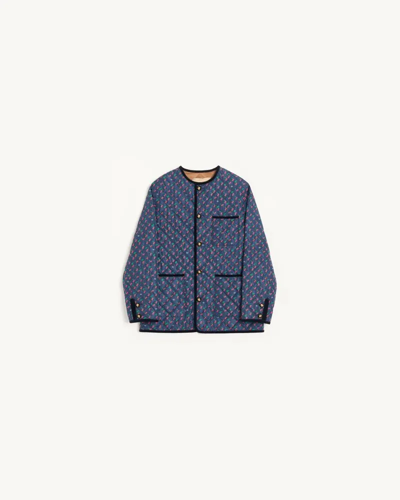 Valentino Garavani Valentino gesteppte Nylonjacke mit Cherryfic-Print Mann BLAU/ROT Blau