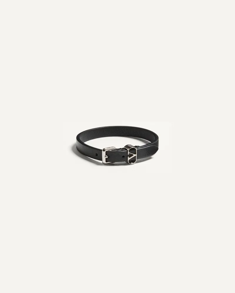 Valentino Garavani Valentino Ovalette Armband Aus Kalbsleder Mann SCHWARZ Schwarz