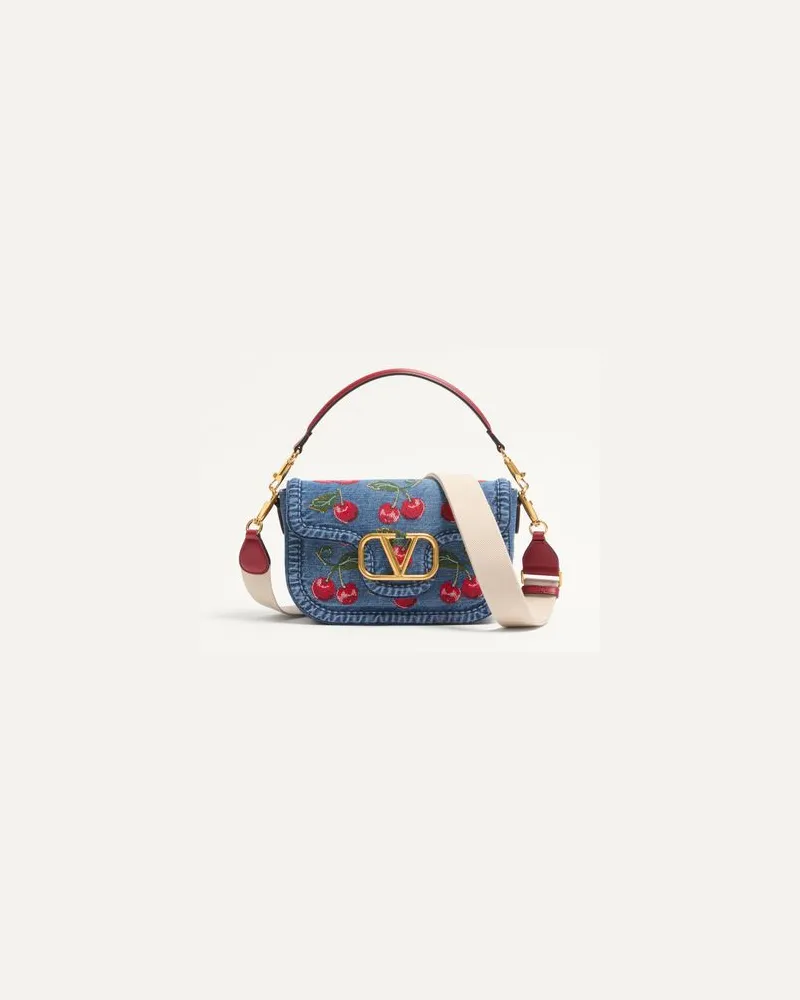 Valentino Garavani Valentino Garavani Alltime Schultertasche Aus Denim Mit Cherryfic-Stickerei Frau DENIM/MULTICOLOR Denim