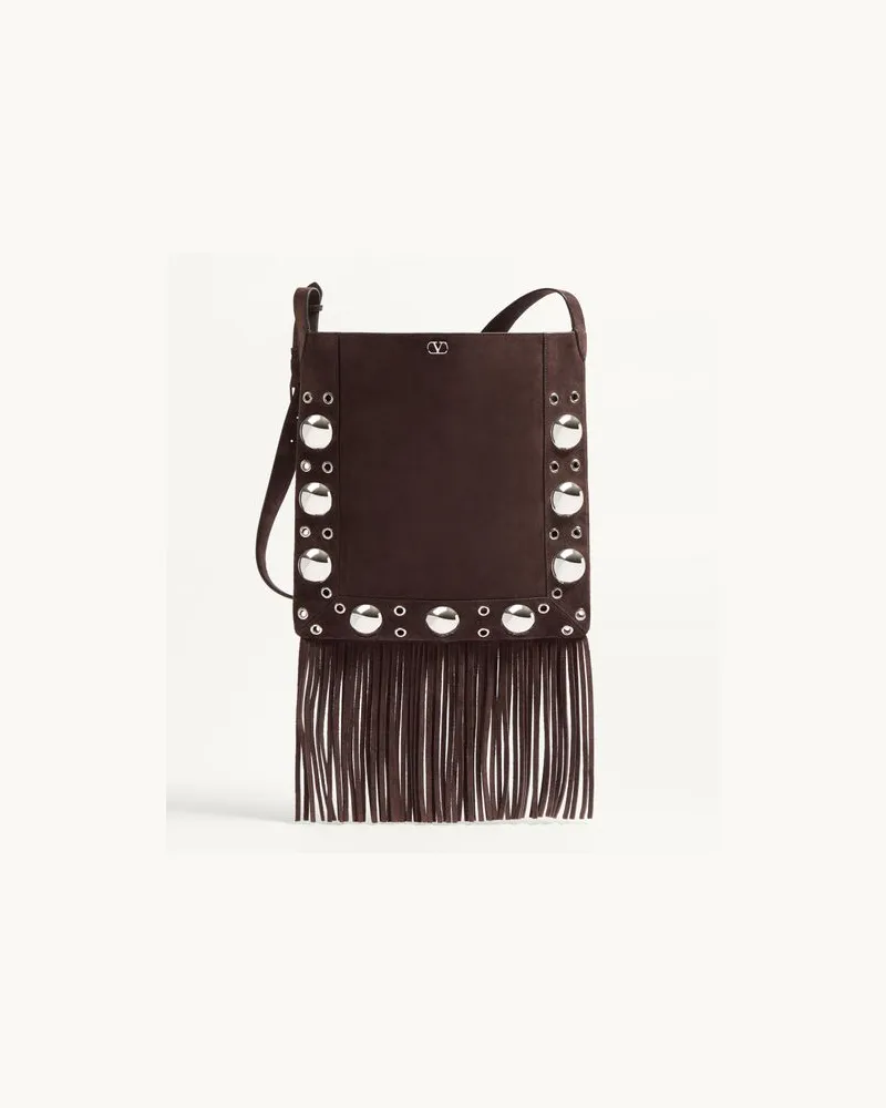 Valentino Garavani Valentino Garavani Nellcôte Schultertasche Aus Wildleder Mit Fransen Mann BRAUN Braun