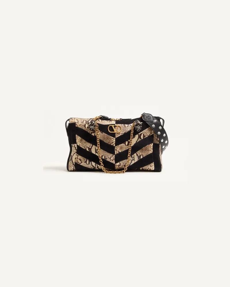 Valentino Garavani Sac Porté Épaule Valentino Garavani Panthea En Cuir De Python Et Daim Avec Motif À Chevrons Frau NATUR/SCHWARZ Natur