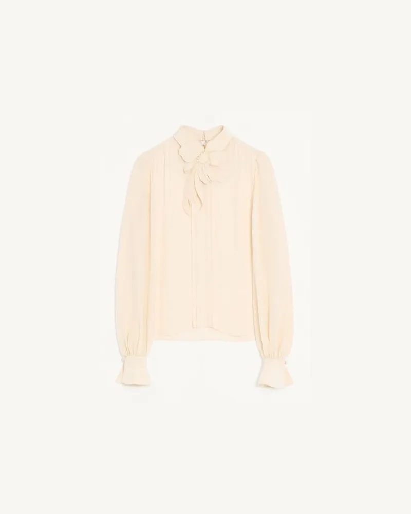 Valentino Garavani Besticktes Crepe De Chine Top Frau VANILLE Vanille