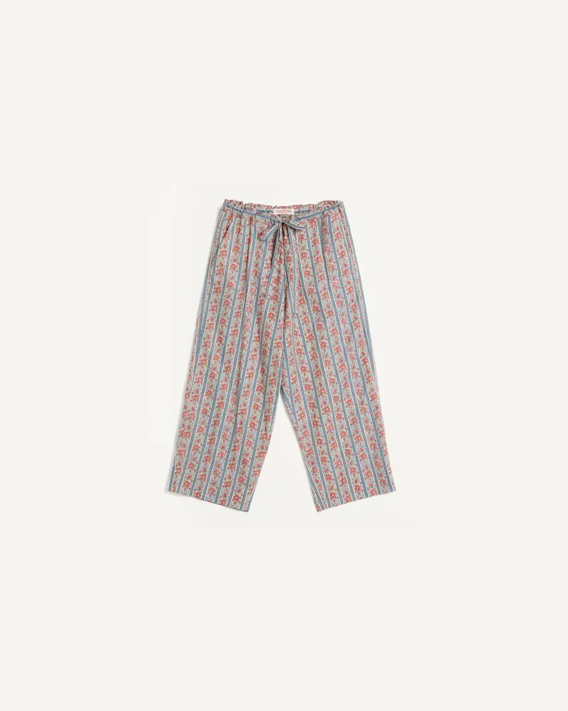 Valentino Garavani Pyjamahose Aus Baumwollmusselin Mit Voyage Imaginaire Print Mann BEIGE/BLAU/ROT Beige