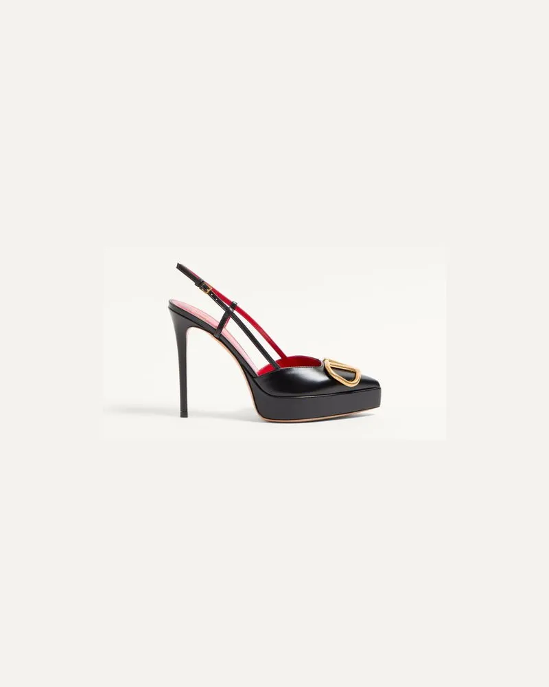 Valentino Garavani Vlogo Signature Slingpumps Aus Kalbsleder Mit Plateau, 120 Mm Frau SCHWARZ Schwarz