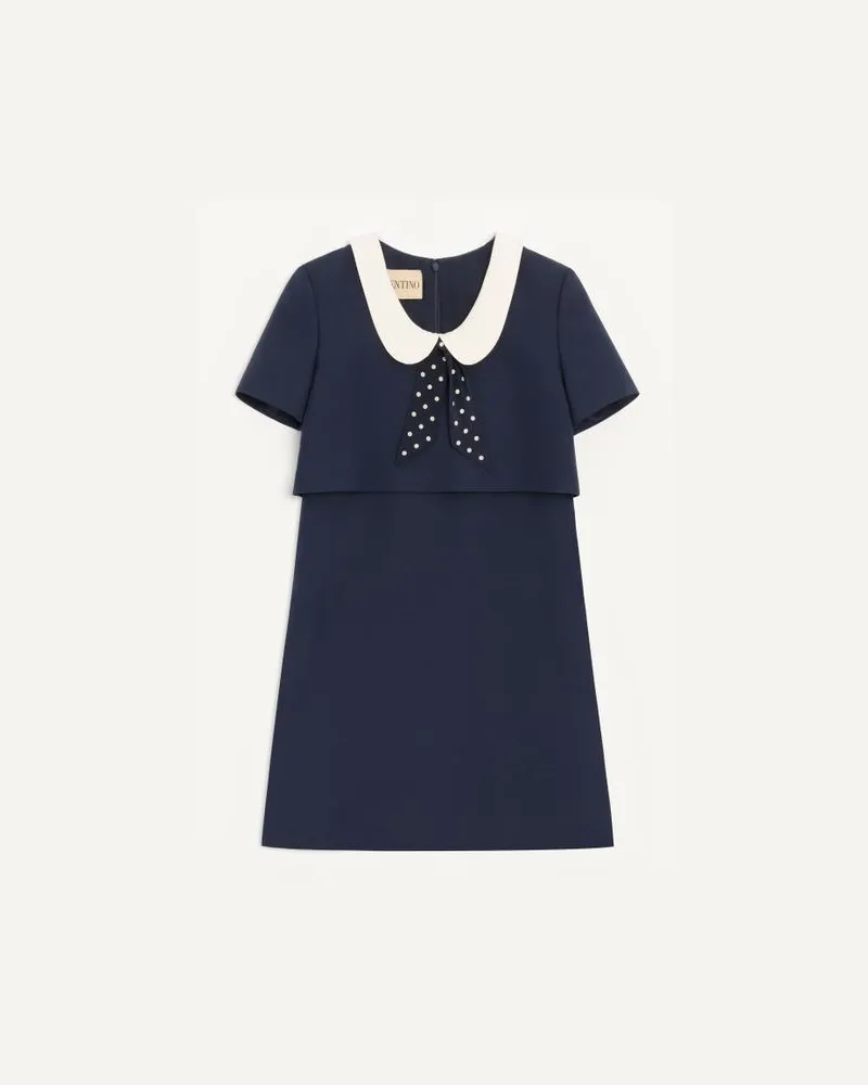 Valentino Garavani KURZES CREPE COUTURE KLEID Frau NAVY/ELFENBEIN Navy