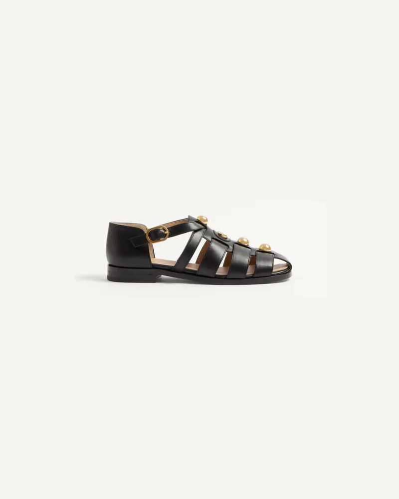 Valentino Garavani Vlogo Signature Fisherman Sandalen Aus Kalbsleder, 20 Mm Frau SCHWARZ Schwarz
