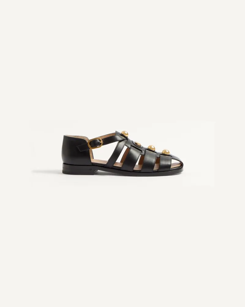 Valentino Garavani Vlogo Signature Fisherman Sandalen Aus Kalbsleder, 20 Mm Frau SCHWARZ Schwarz