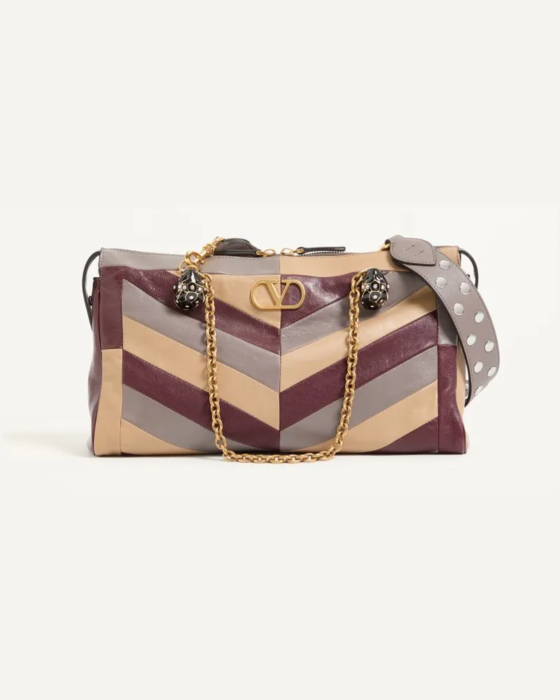 Valentino Garavani Mittelgroße Valentino Garavani Panthea Schultertasche aus Nappaleder mit Chevron-Muster Frau MULTICOLOR Multicolor