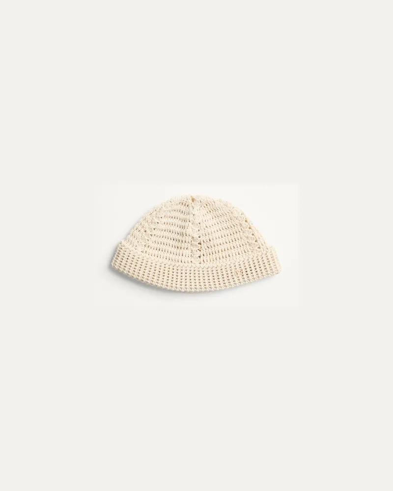 Valentino Garavani Vlogo Signature Strickmütze Aus Baumwolle Mann BUTTER Butter