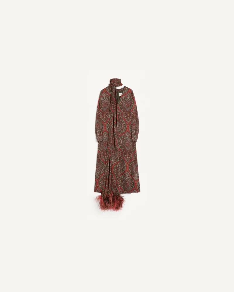 Valentino Garavani Georgette-Midikleid Mit Voyage Imaginaire Kaschmir-Print Und Federn Frau PARIS/MULTICOLOR Paris