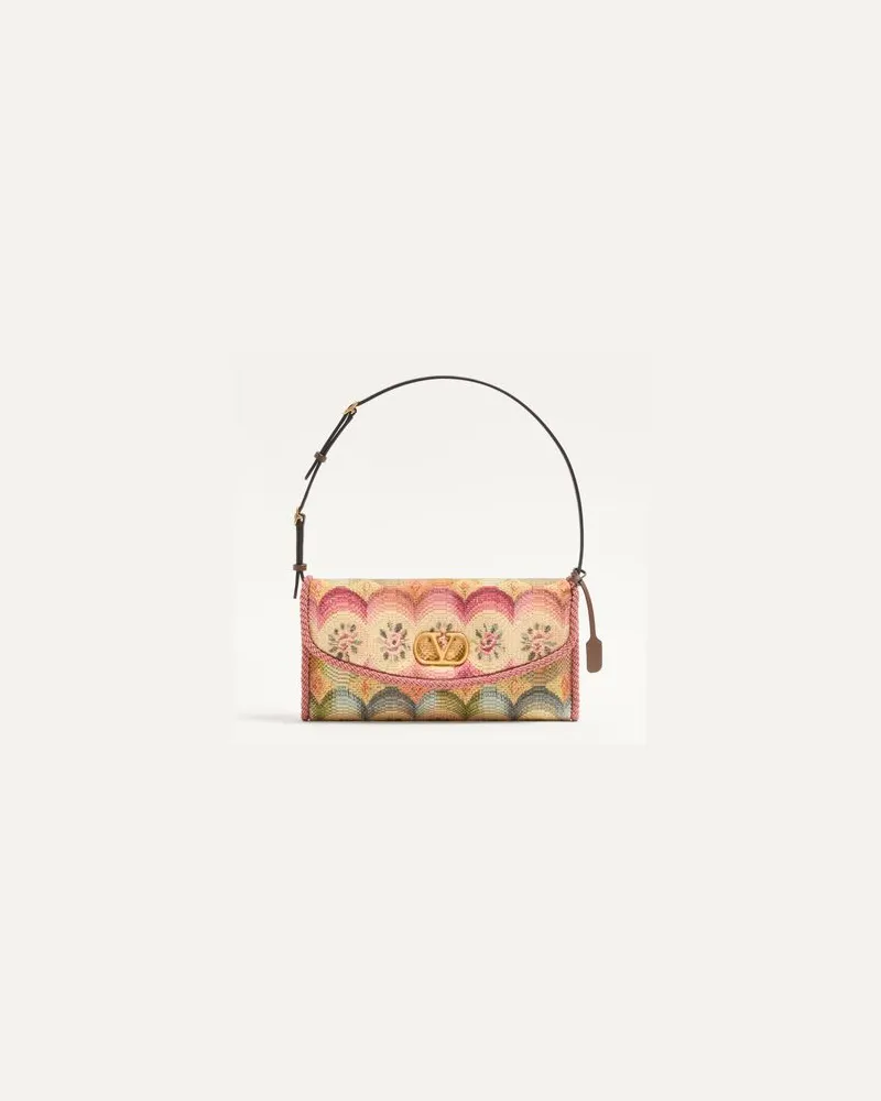 Valentino Garavani Kleine Valentino Garavani DeVain Schultertasche aus Apres L'Hiver Jacquardstoff Frau MULTICOLOR Multicolor